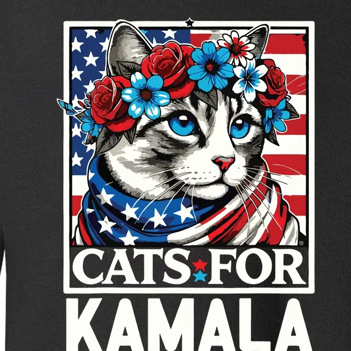 Cat Ladies For Kamala Funny Cat 2024 President Kamalaharris Toddler Sweatshirt