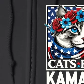 Cat Ladies For Kamala Funny Cat 2024 President Kamalaharris Full Zip Hoodie