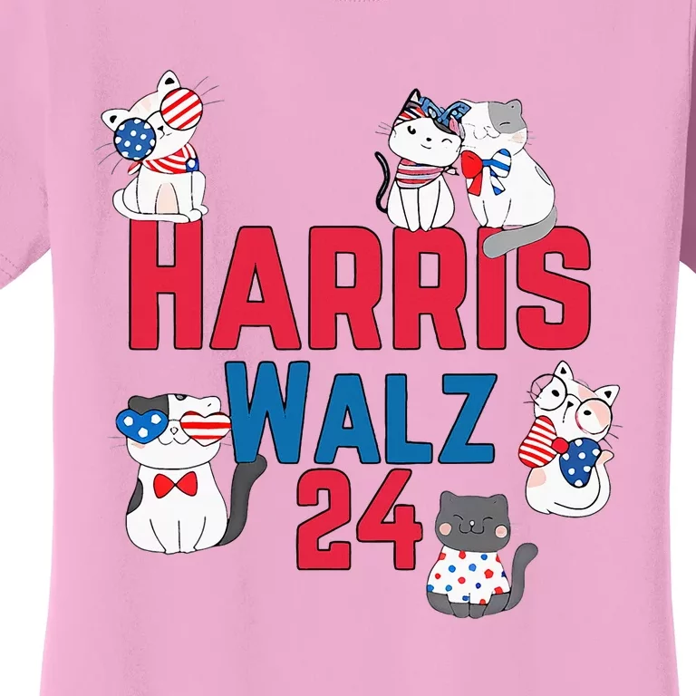 Cat Ladies For Harris Waltz 2024 Election Women's T-Shirt