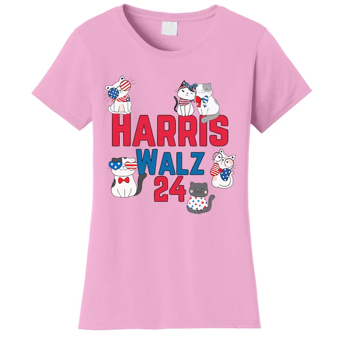 Cat Ladies For Harris Waltz 2024 Election Women's T-Shirt