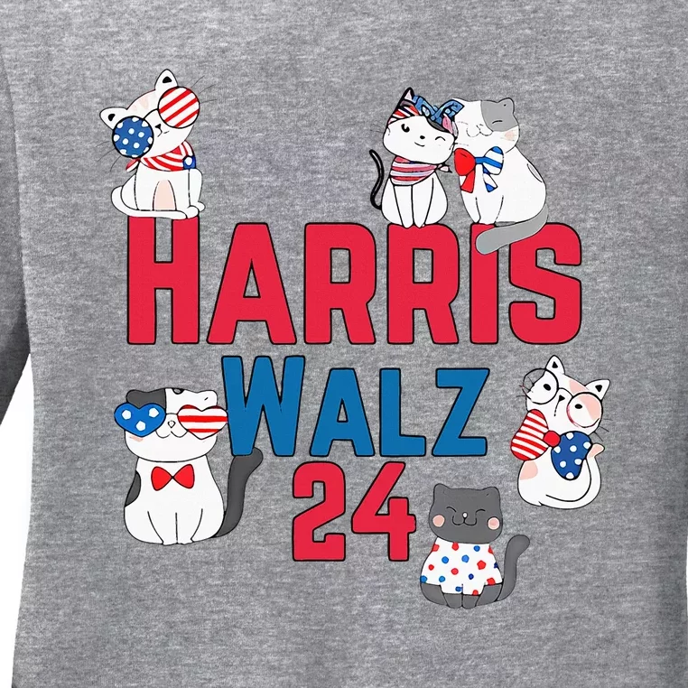 Cat Ladies For Harris Waltz 2024 Election Ladies Long Sleeve Shirt