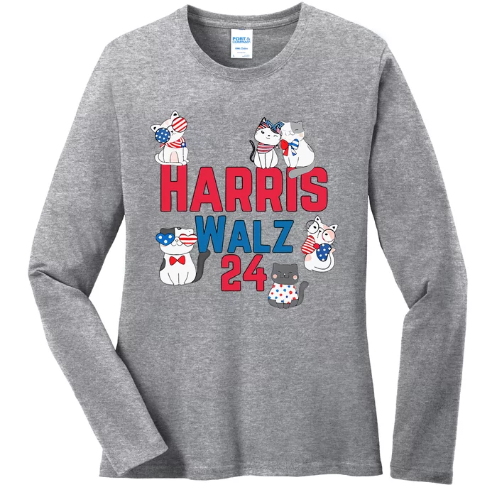 Cat Ladies For Harris Waltz 2024 Election Ladies Long Sleeve Shirt