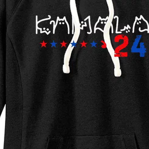 Cat Ladies For Kamala Cat 2024 President Kamala Harris Women's Fleece Hoodie