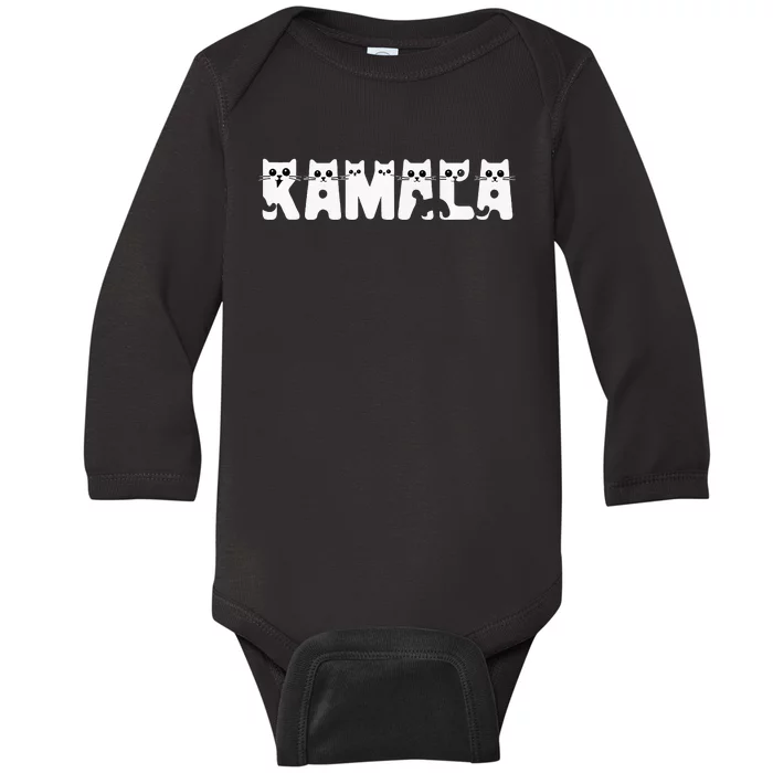 Cat Ladies For Kamala Cat Typography Alphabet Cute Premium Baby Long Sleeve Bodysuit