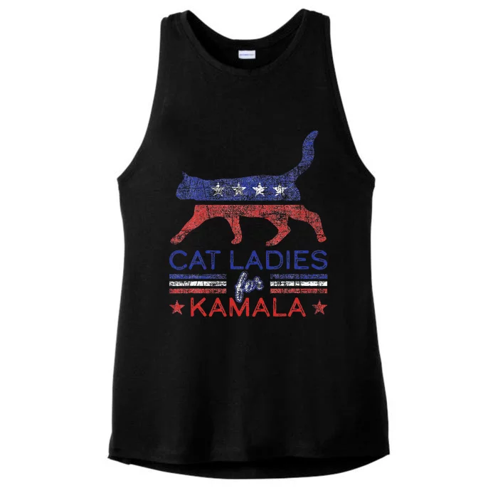 Cat Ladies For Kamala Funny Democrat Cat For Cat Lady Ladies Tri-Blend Wicking Tank