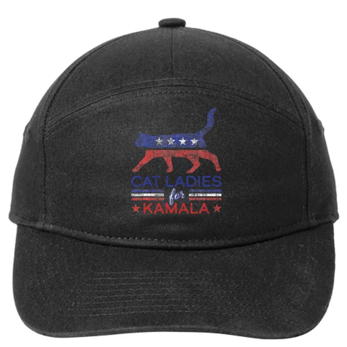 Cat Ladies For Kamala Funny Democrat Cat For Cat Lady 7-Panel Snapback Hat