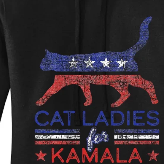 Cat Ladies For Kamala Funny Democrat Cat For Cat Lady Women's Pullover Hoodie