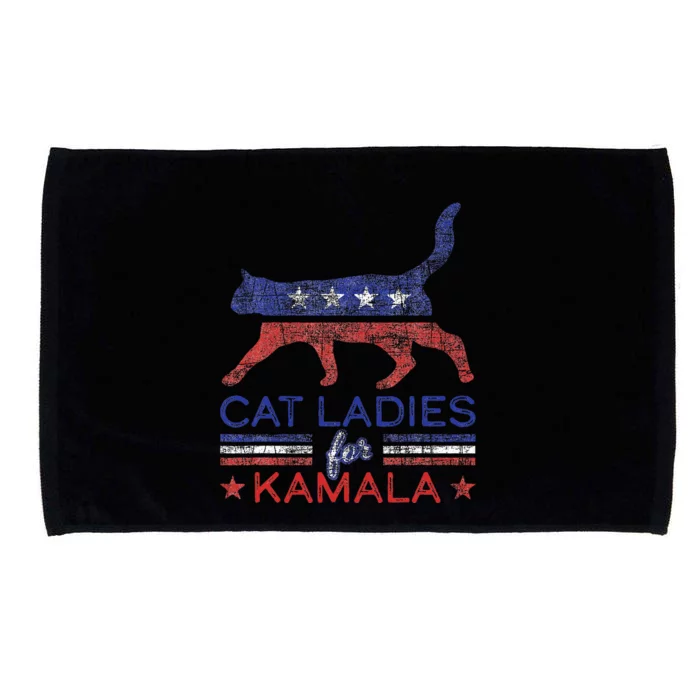 Cat Ladies For Kamala Funny Democrat Cat For Cat Lady Microfiber Hand Towel