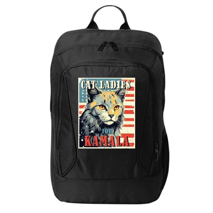 Cat Ladies For Kamala Funny Cat 2024 City Backpack