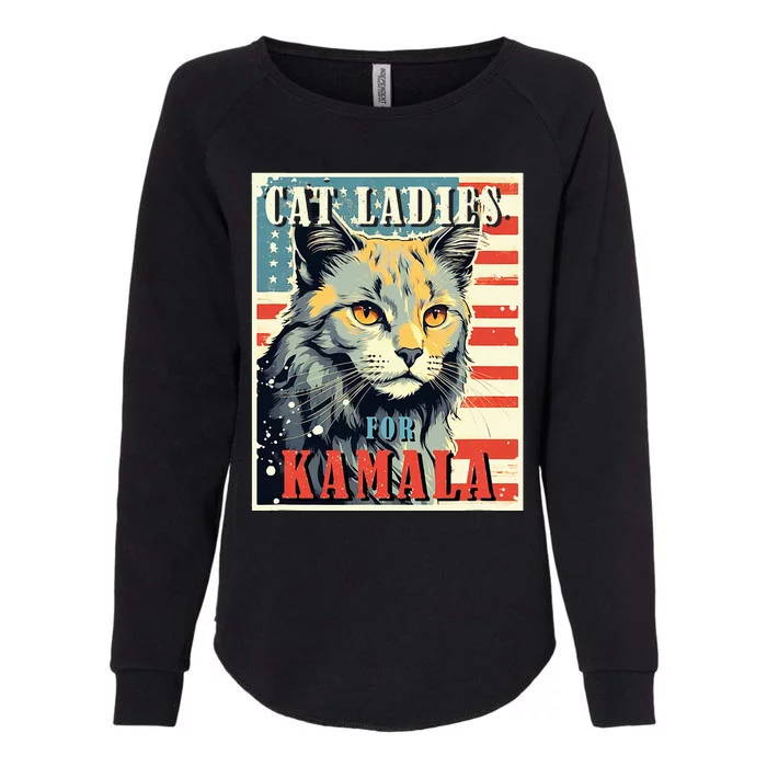 Cat Ladies For Kamala Funny Cat 2024 Womens California Wash Sweatshirt