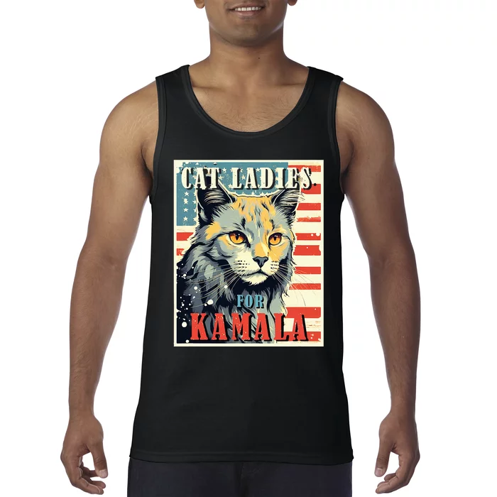 Cat Ladies For Kamala Funny Cat 2024 Tank Top