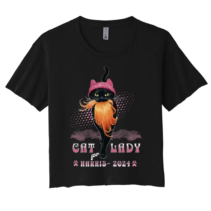 Cat Lady For Harris For President 2024 Women's Crop Top Tee