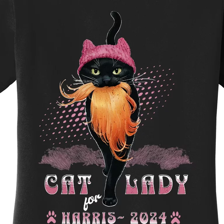 Cat Lady For Harris For President 2024 Women's T-Shirt