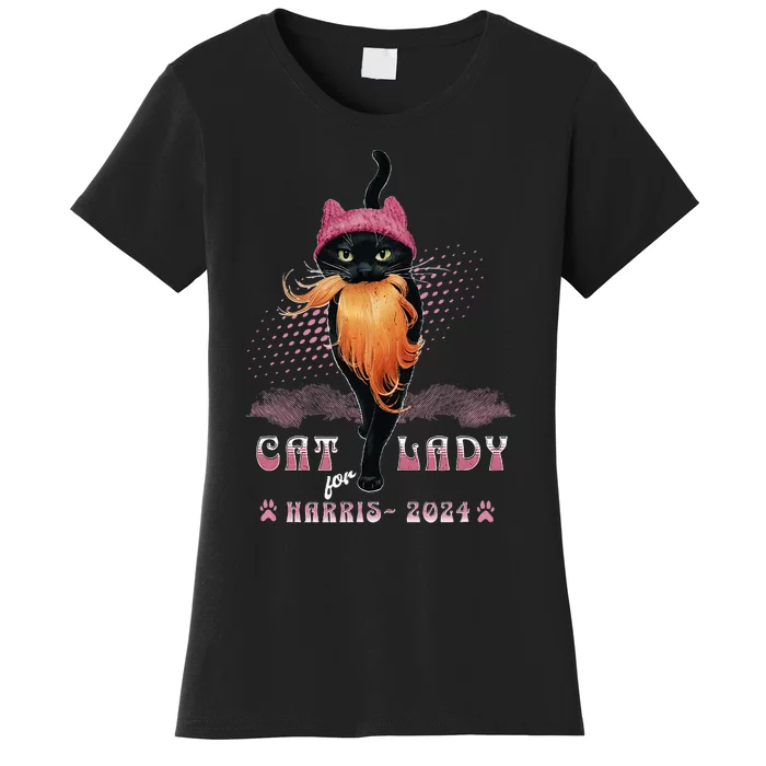 Cat Lady For Harris For President 2024 Women's T-Shirt