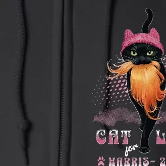 Cat Lady For Harris For President 2024 Full Zip Hoodie