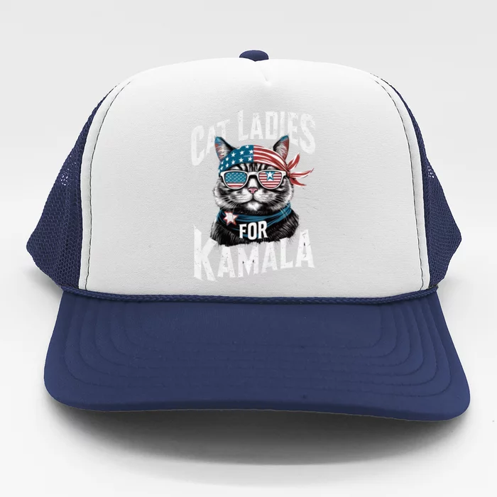 Cat Ladies For Kamala 2024 President Kamala Harris Trucker Hat