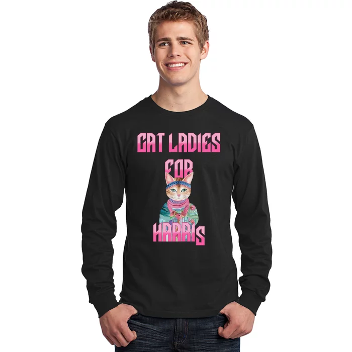 Cat Ladies For Harris Presidential Election Long Sleeve Shirt