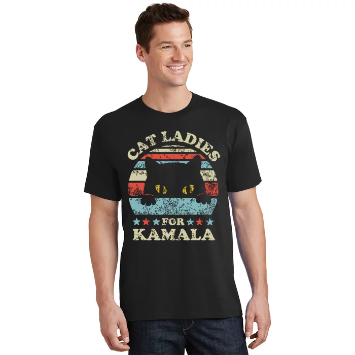 Cat Ladies For Kamala Harris President 2024 Funny Cat Lady T-Shirt