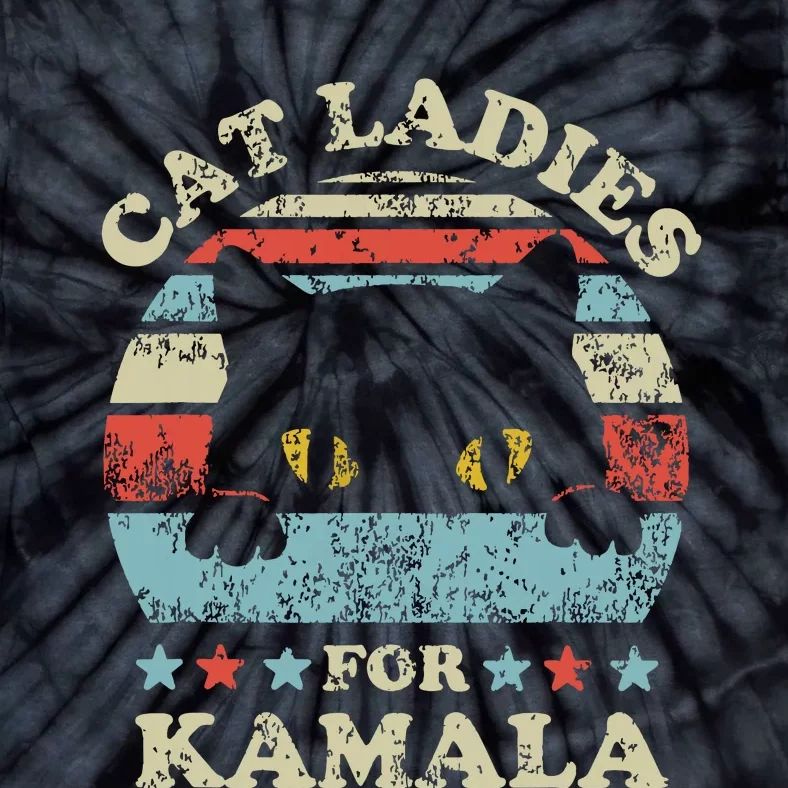 Cat Ladies For Kamala Harris President 2024 Funny Cat Lady Tie-Dye T-Shirt