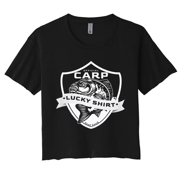 Carp Lucky Funny Fishing Accessories To Carp Fishing Women's Crop Top Tee