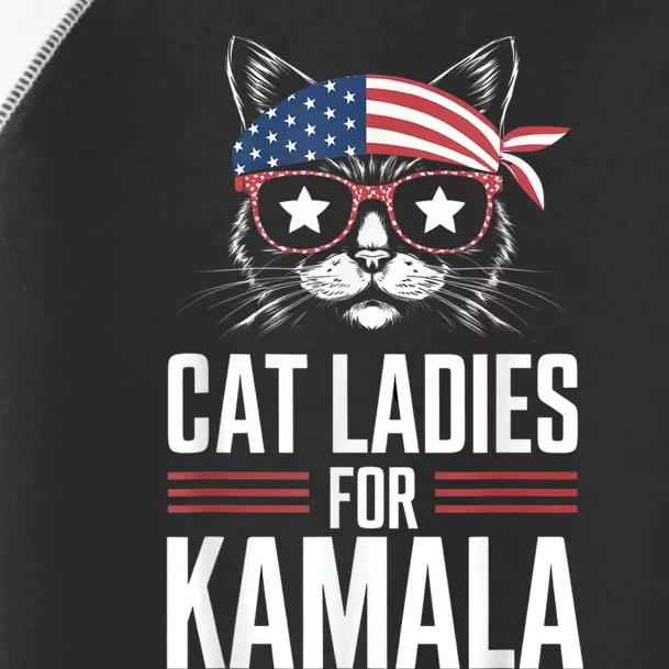 Cat Ladies For Kamala Funny Cat 2024 President Kamalaharris Toddler Fine Jersey T-Shirt