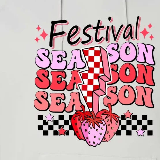 Checkered Lightning Festival Season Strawberry Fruit Lover Performance Fleece Hoodie