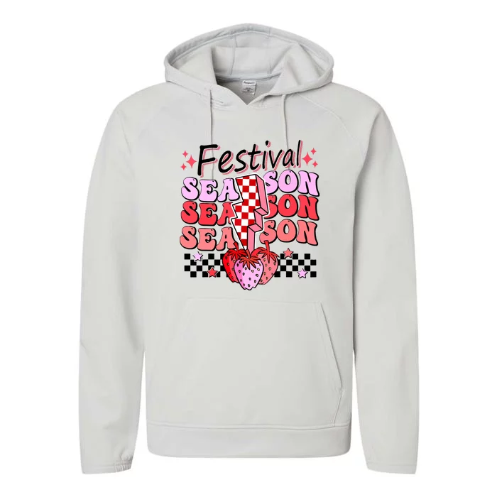 Checkered Lightning Festival Season Strawberry Fruit Lover Performance Fleece Hoodie