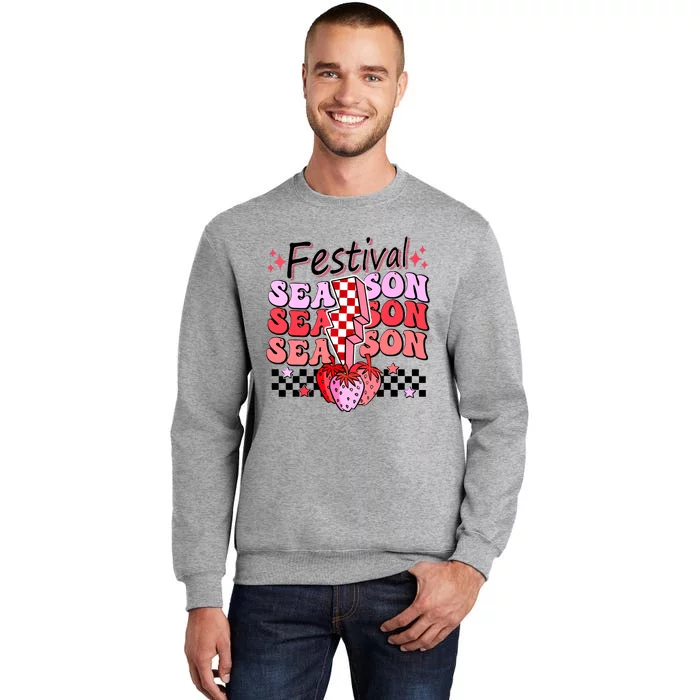 Checkered Lightning Festival Season Strawberry Fruit Lover Tall Sweatshirt