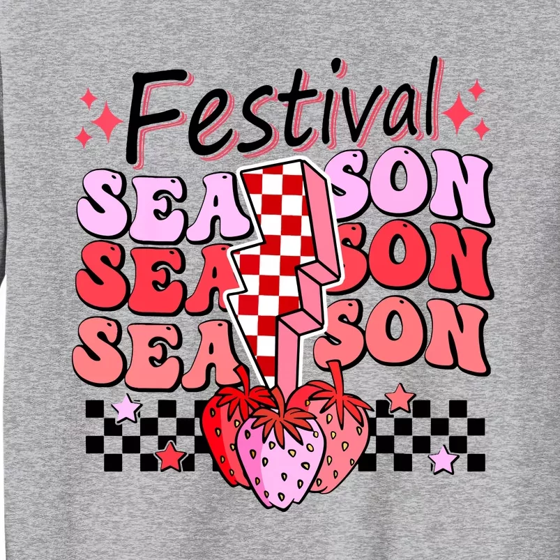 Checkered Lightning Festival Season Strawberry Fruit Lover Tall Sweatshirt