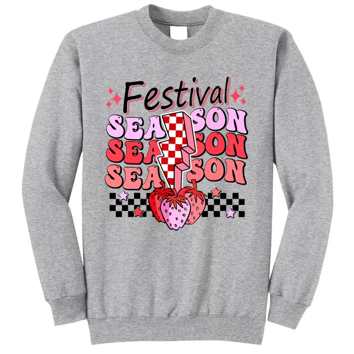 Checkered Lightning Festival Season Strawberry Fruit Lover Tall Sweatshirt