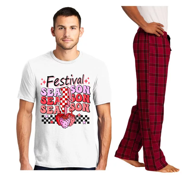 Checkered Lightning Festival Season Strawberry Fruit Lover Pajama Set