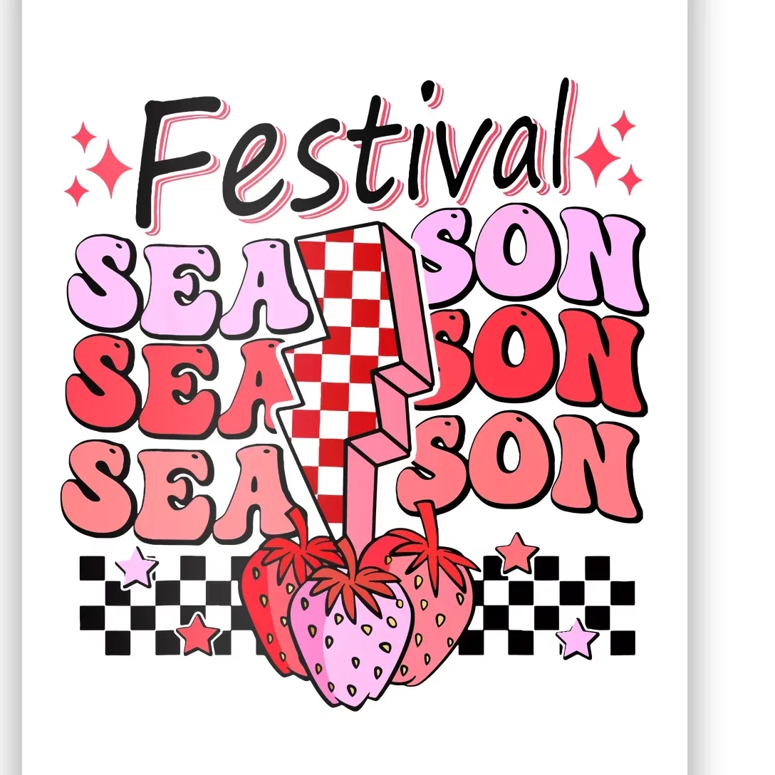 Checkered Lightning Festival Season Strawberry Fruit Lover Poster