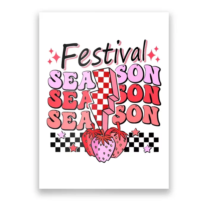 Checkered Lightning Festival Season Strawberry Fruit Lover Poster