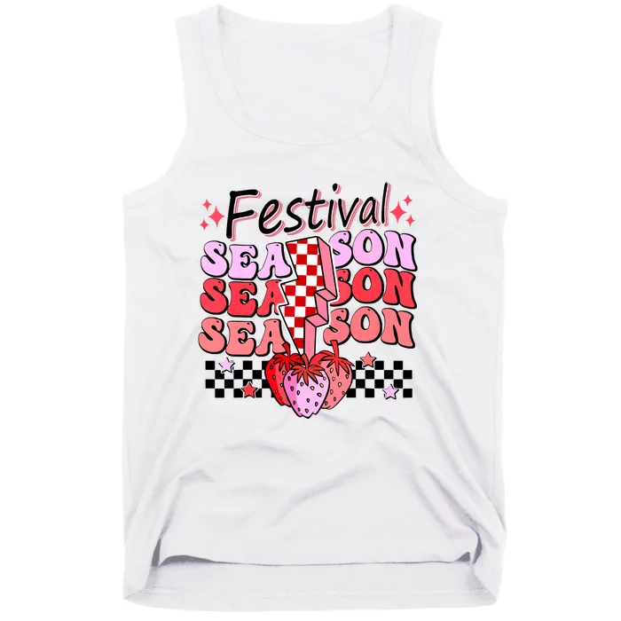 Checkered Lightning Festival Season Strawberry Fruit Lover Tank Top