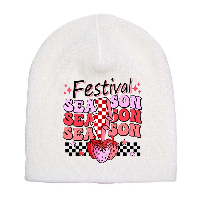 Checkered Lightning Festival Season Strawberry Fruit Lover Short Acrylic Beanie