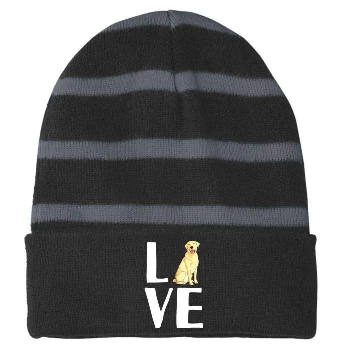 Cool Labrador For Men Women Yellow Lab Dog Lab Retriever Striped Beanie with Solid Band