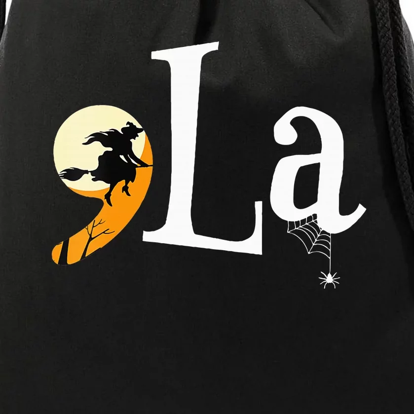 Comma La Funny Kamala Harris Halloween Pumpkin Drawstring Bag