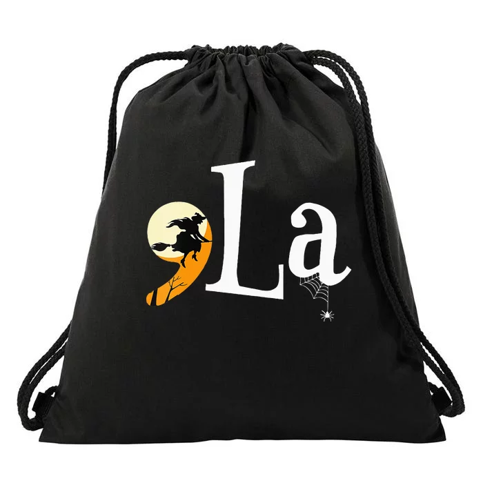 Comma La Funny Kamala Harris Halloween Pumpkin Drawstring Bag