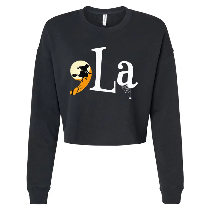 Comma La Funny Kamala Harris Halloween Pumpkin Cropped Pullover Crew