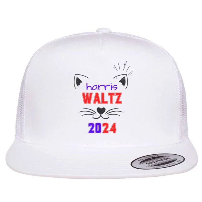 Cat Ladies For Harris Waltz Cat 2024 President Harris Waltz Flat Bill Trucker Hat