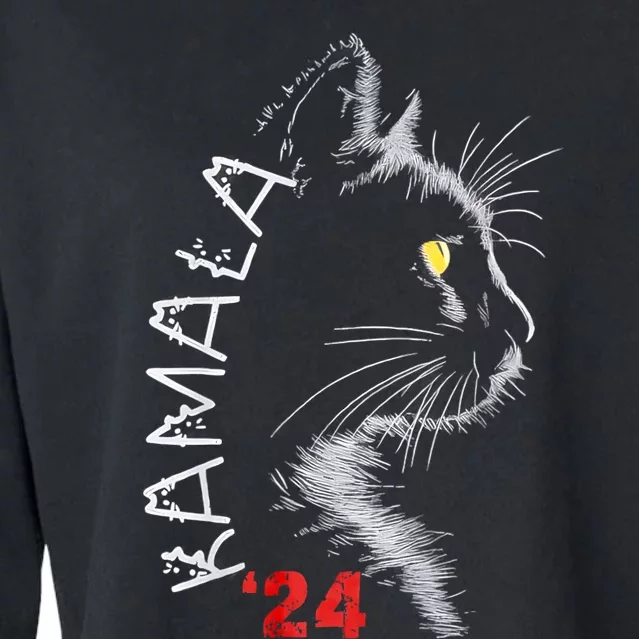 Cat Ladies For Kmala Cat 2024 President Kamalaaharris Cropped Pullover Crew