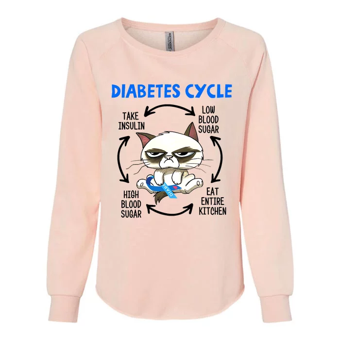 Cat Lover Funny Diabetes Cycle Awareness Womens California Wash Sweatshirt