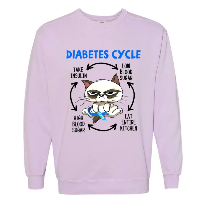 Cat Lover Funny Diabetes Cycle Awareness Garment-Dyed Sweatshirt