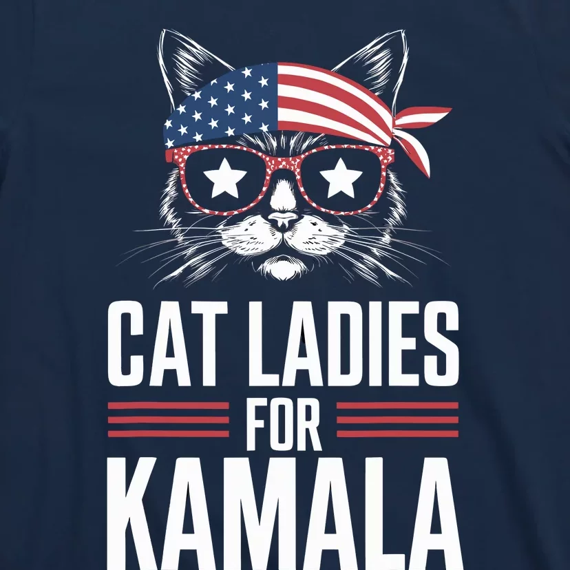 Cat Ladies For Kamala Funny Cat 2024 President Kamalaharris T-Shirt