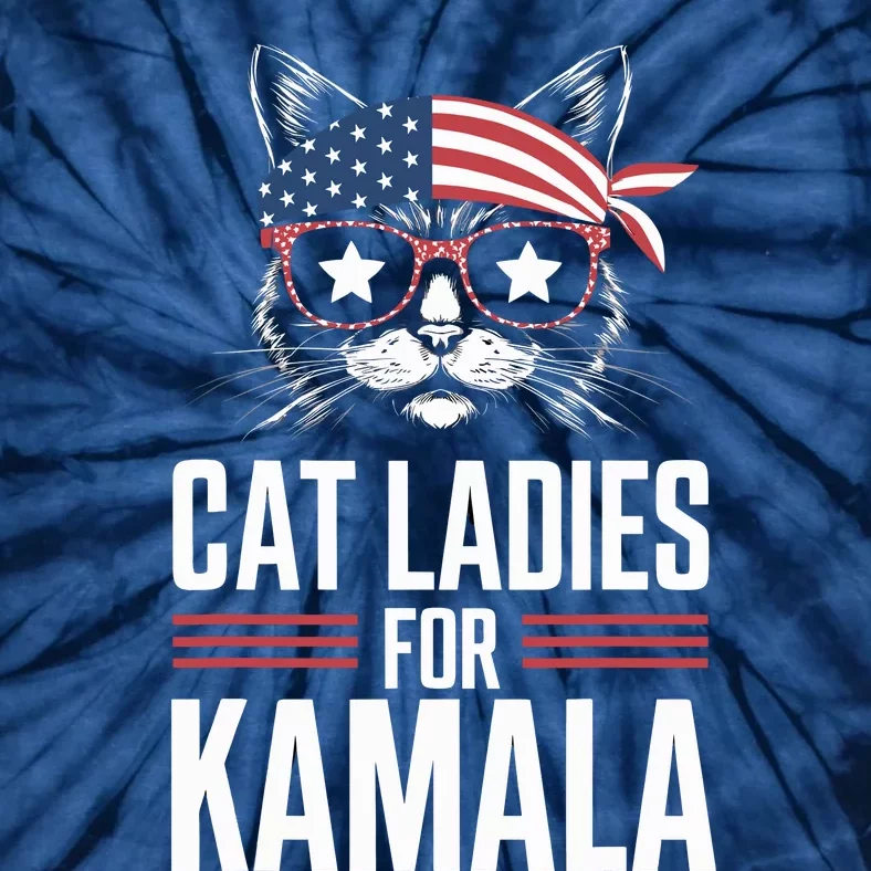 Cat Ladies For Kamala Funny Cat 2024 President Kamalaharris Tie-Dye T-Shirt