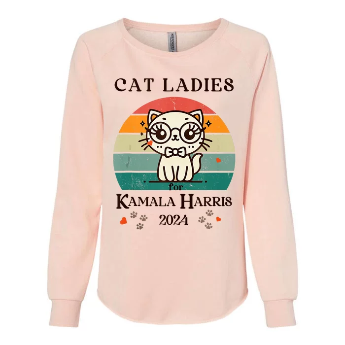 Cat Ladies For Kamala Harris Womens California Wash Sweatshirt