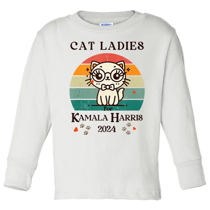 Cat Ladies For Kamala Harris Toddler Long Sleeve Shirt