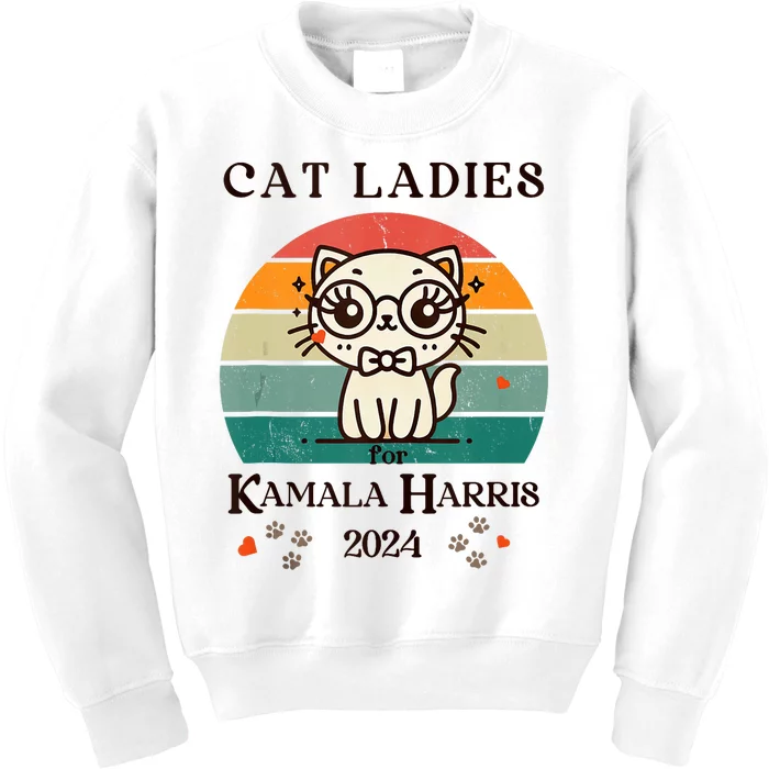 Cat Ladies For Kamala Harris Kids Sweatshirt