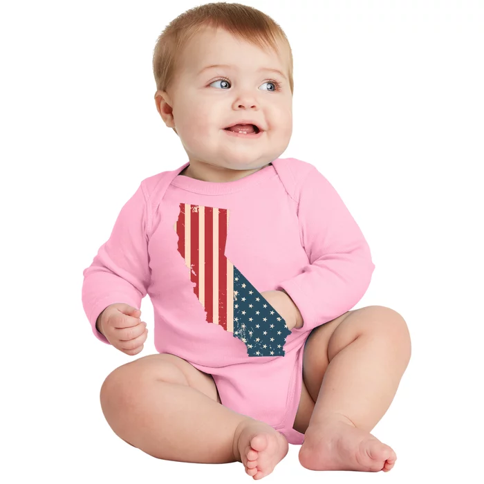 Cali Love Flag California American Flag T Baby Long Sleeve Bodysuit