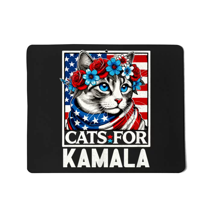 Cat Ladies For Kamala Funny Cat 2024 President Kamala Harris Mousepad